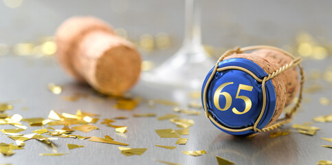 Champagne cap with the Number 65