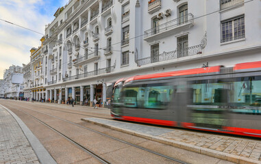 Fototapeta na wymiar Tramway in Casablanca