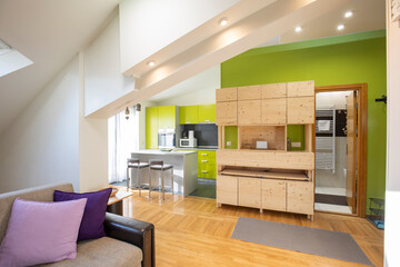 Interior of a open plan loft apartment