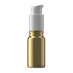 10ml Gold Glass Pump Bottle. Isolated