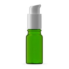 10ml Green Glass Pump Bottle. Isolated
