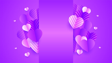 Fototapeta na wymiar Gradient Glow Love Purple Papercut style design background