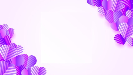 Valentine's card White purple Papercut style design background