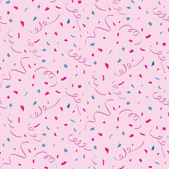 Party confetti seamless pattern in pink and blue. Great for birthday parties , celebrations, festivals and baby shower