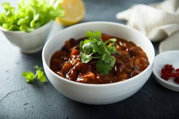 Homemade red bean ragout with vegetables
