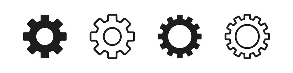 Cog wheel icon. Cogwheel machinery sign vector icon. Repair work sign isolated on white background. Linear mechanical cogwheel symbol.