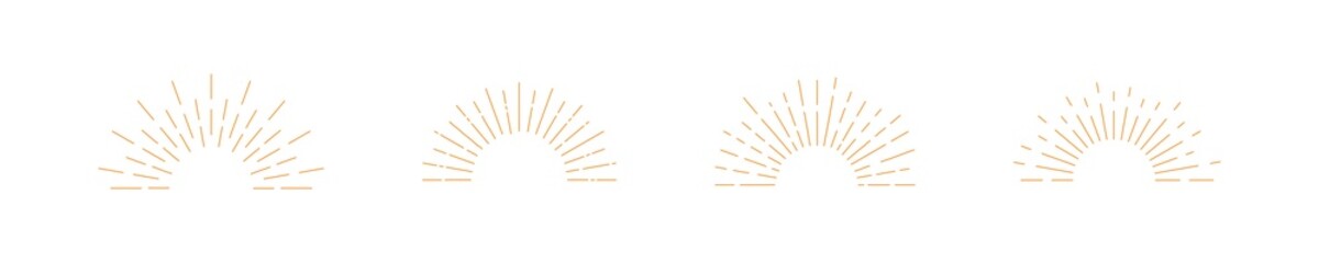 Starburst sparkling rays symbol. Star burst vector set isolated on white background. Sun blast shine vintage circle sign. Sunburst graphic design.