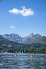 Blick auf den Wolfgangsee, Salzkammergut, Österreich