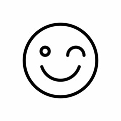 winking smiley face line icon vector