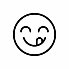 smiley yummy face line icon vector