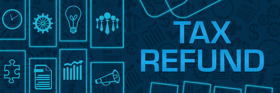 Tax Refund Blue Neon Business Shapes Horizontal 