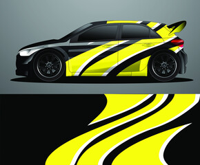 Fototapeta premium Rally car decal graphic wrap vector, abstract background