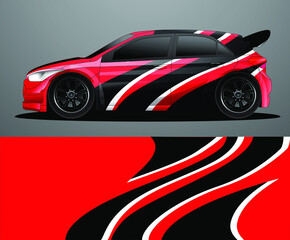 Fototapeta premium Rally car decal graphic wrap vector, abstract background