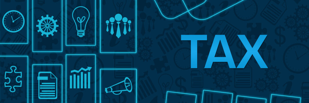 Tax Blue Neon Business Shapes Horizontal 