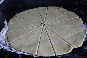 Dough prepared for making bagels.