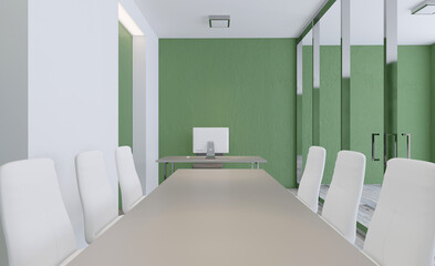 Elegant office interior. Mixed media. 3D rendering.
