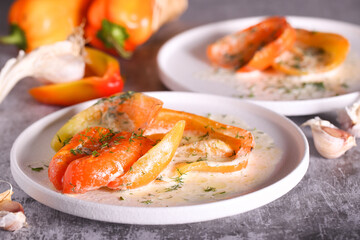 sweet bulgarian pepper cooked in cream