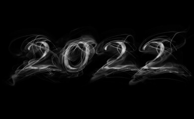 Beautiful numbers 2022 smoke on a black background