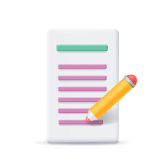 Copywriting, Creative writing and storytelling icon. Document concept. 3d vector illustration