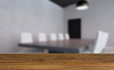 Open space office interior with like conference room. Mockup. 3D. Background with empty table. Flooring.
