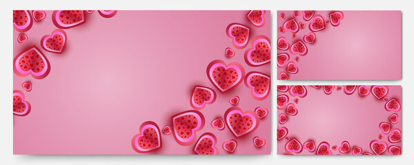 Sweet Red Pink Papercut style design background