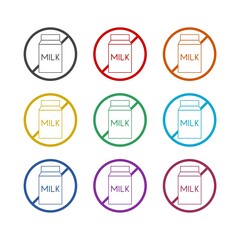 Lactose gluten free dairy icon isolated on white background, color set
