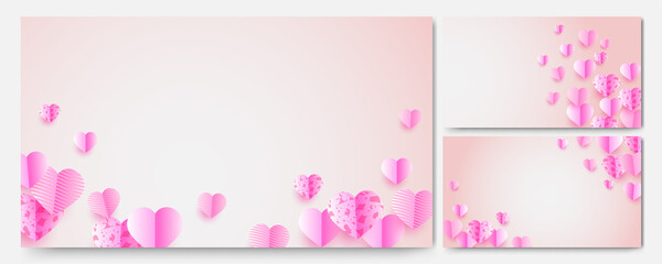 Happy valentine's day Pink Papercut style design background