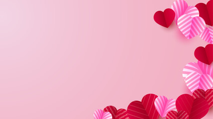 Happy valentine's Red Pink Papercut style design background