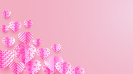Happy valentine's day Pink Papercut style design background