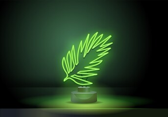 Tropical neon palm leaves. Glowing sign of monstera exotic leaves. vector illustration. Advertising travel on vacation to the sea.