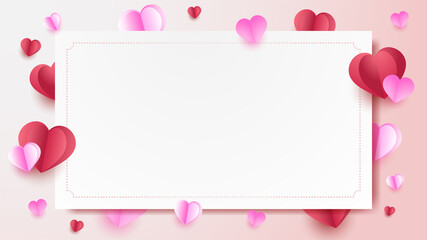 valentine's gift card Red Pink Papercut style design background