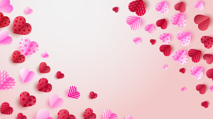 Happy valentine's day Red Pink Papercut style design background