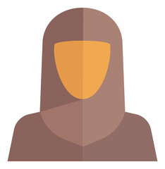 Woman wearing islamic scarf. Person in hijab icon
