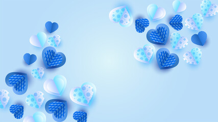 Valentine's Blue Papercut style design background