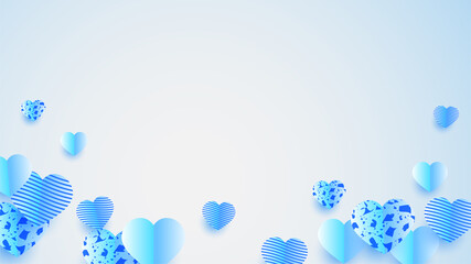 Happy valentine's day Blue Papercut style design background