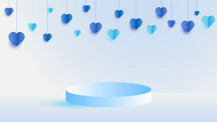 Happy valentine's day Blue 3d Papercut style design background