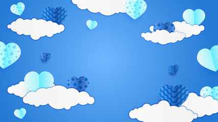 valentine's day blue Papercut style design background