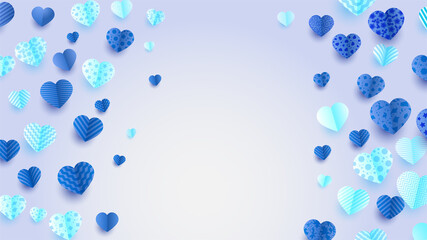 Happy valentine's day blue Papercut style design background
