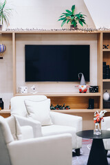 black TV screen in the interior