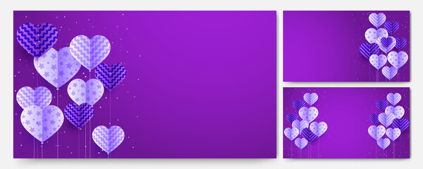 Beautiful valentine's day purple Papercut style design background
