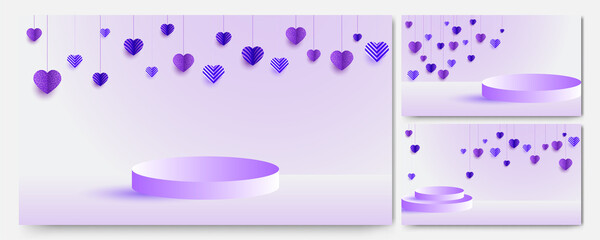 Happy valentine's day purple 3d Papercut style design background