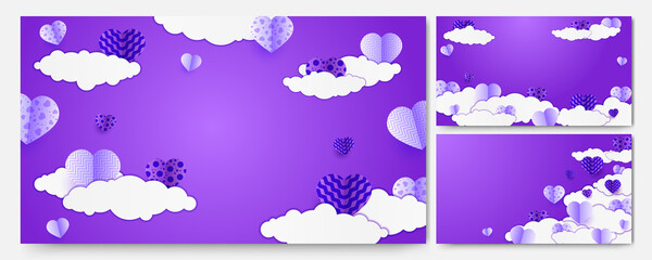 valentine's day purple Papercut style design background