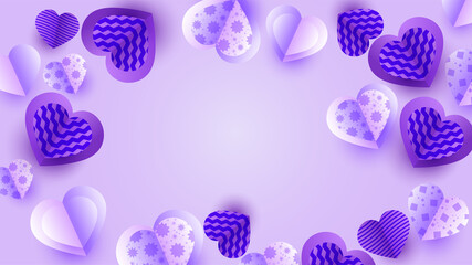Valentine's purple Papercut style design background