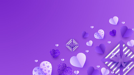 Obraz na płótnie Canvas Happy valentine's day purple Papercut style design background
