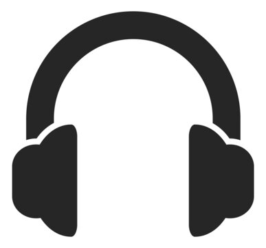 recommend clip art: Headphones icon. Earphones symbol in black glyph style