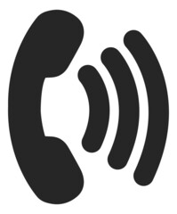 Phone handle with sound lines. Ringing telephone icon