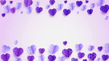 Happy valentine's day purple Papercut style design background