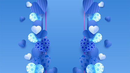 valentine's luxury blue Papercut style design background