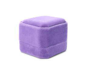 Closed violet ring box isolated on white