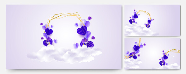 Plakat valentine's luxury purple Papercut style design background
